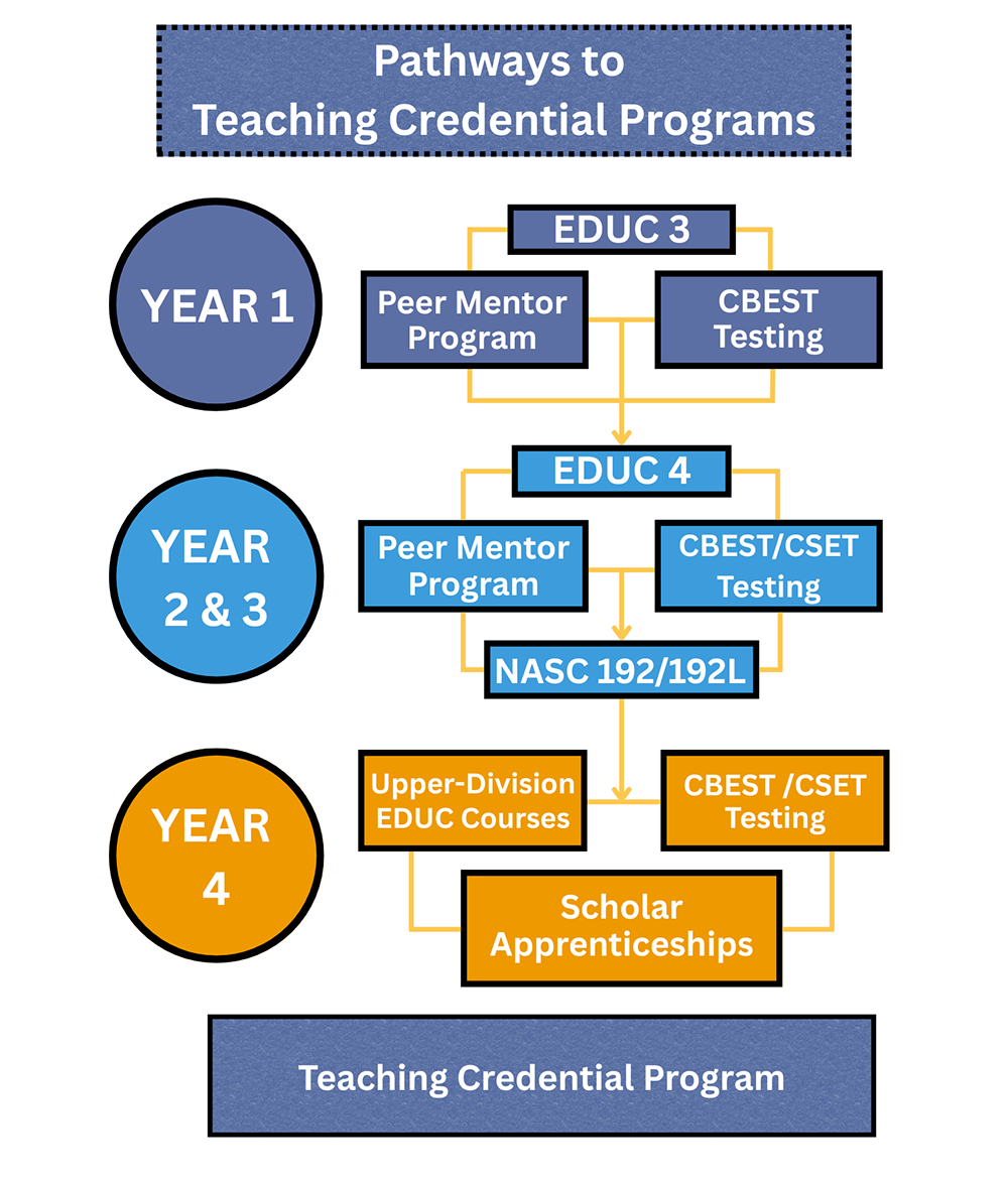CalTeach-SMI Pathways to Teaching Credential Programs flowchart