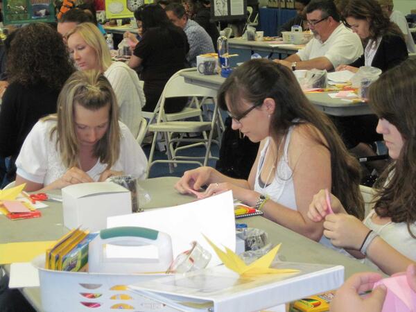 students making origami