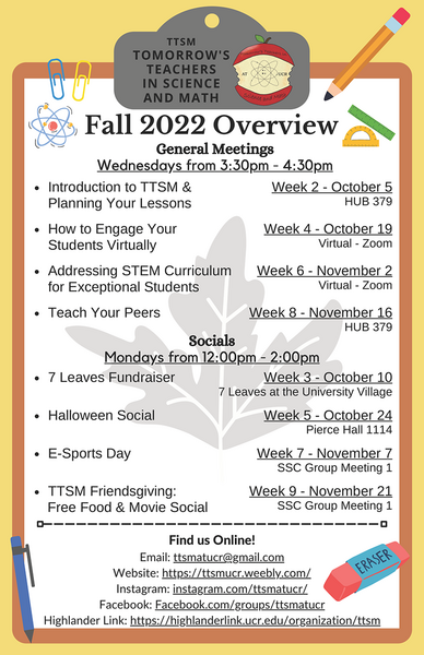 Fall 2022 General Meetings and Socials