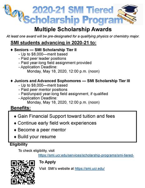 SMI Tiered Scholarship flyer