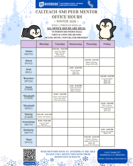 Peer Mentor Office Hrs